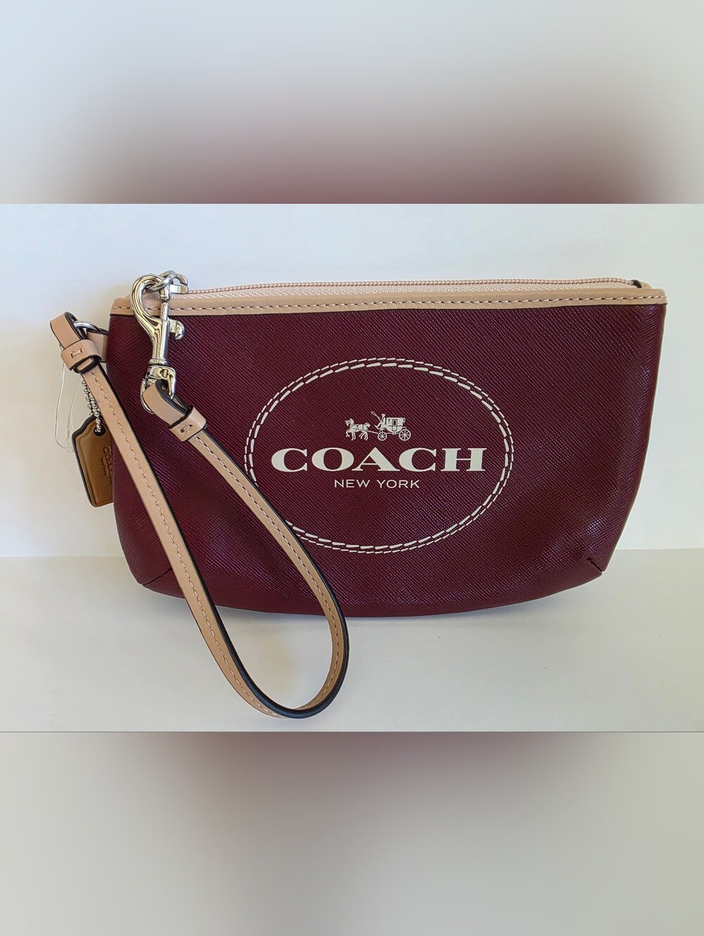 COACH New York Burgundy & Tan Wristlet